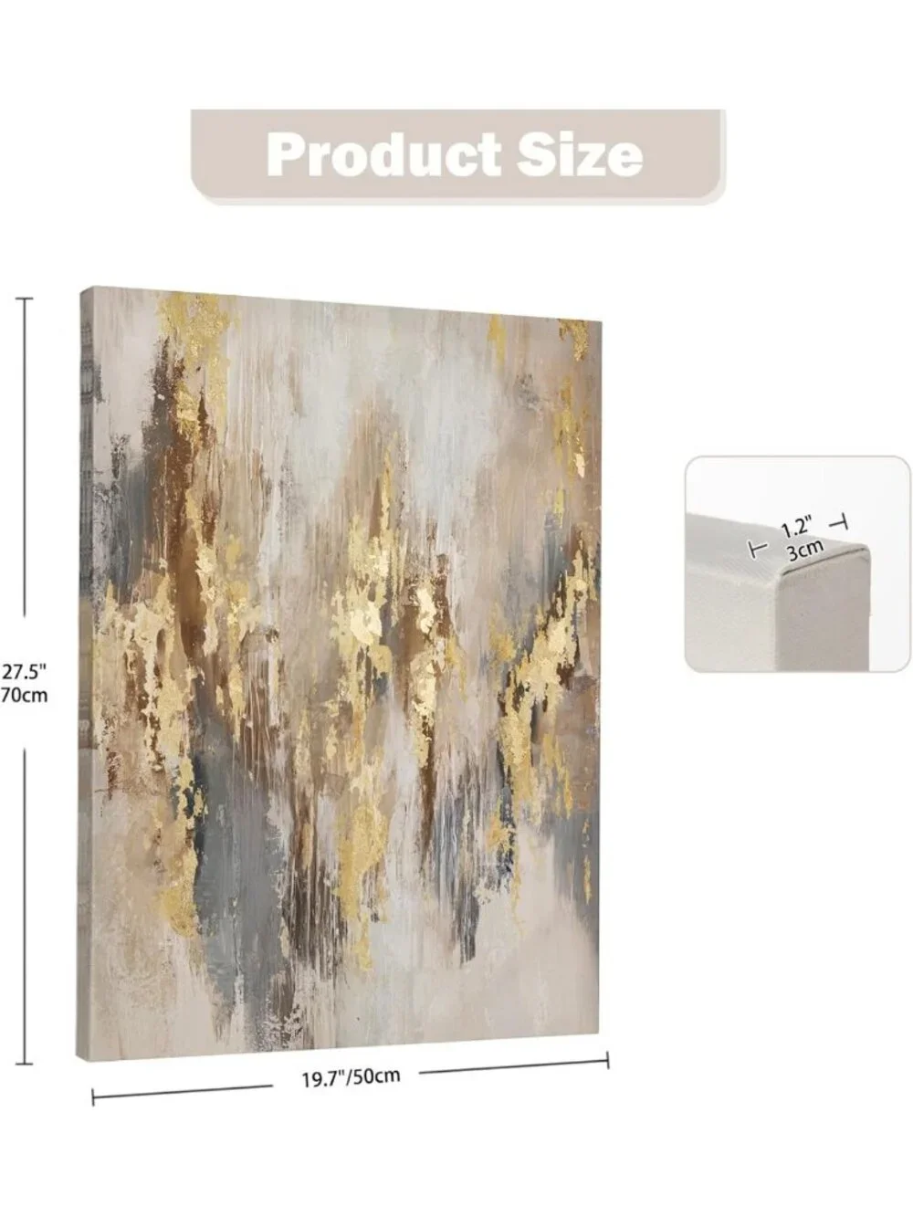 Neutral Abstract Canvas Wall Art - Modern Gold & Beige Decor for Living Room